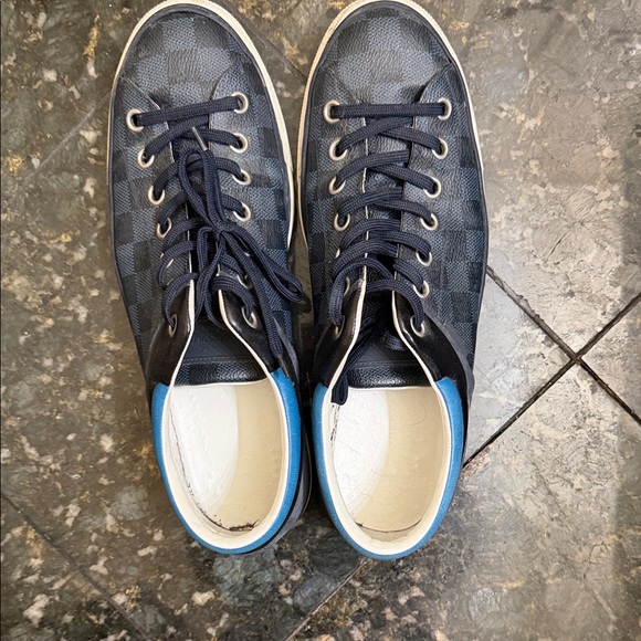 Louis Vuitton Navy Checkered Sneakers - Picture 5 of 7